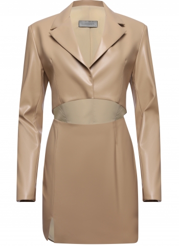 Платье-жакет из эко-кожи "Power" индивидуальный пошив Бежевый