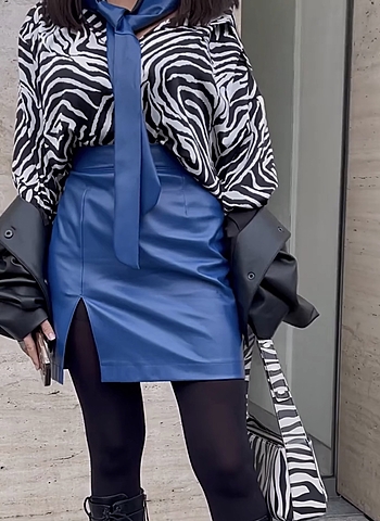 Галстук из эко-кожи Синий