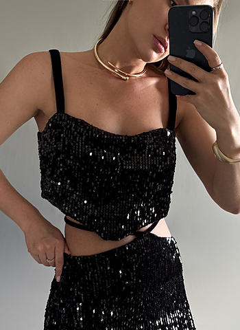 Топ с пайетками "Зажигаю звезды" индивидуальный пошив Черный