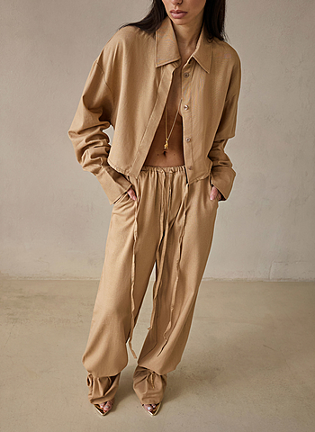 Рубашка изо льна ROAD Бежевый