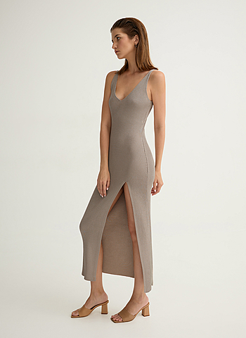 Платье - майка из вязаного трикотажа 005 Бежевый