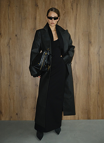 Тренч из кожи 002 Черный