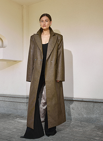 Тренч из кожи 002 Коричневый