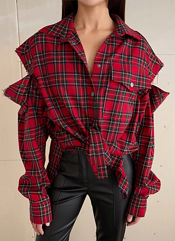 Рубашка в клетку 009 Красный