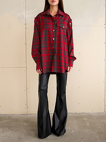 Рубашка в клетку 009 Красный