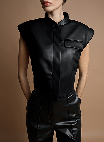 Жилет из экокожи 017 Черный