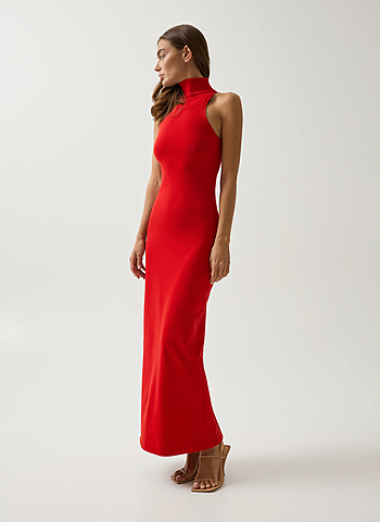 Трикотажное платье со стойкой 022 Красный