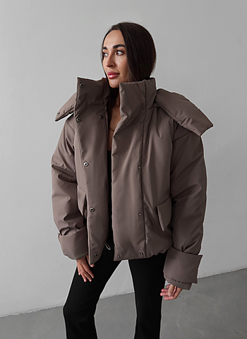 Пуховик укороченный 028 Бежевый