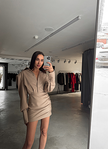 Платье - рубашка THE MORNING AFTER индивидуальный пошив Бежевый