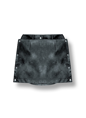 Шорты-баска из экокожи с эффектом варки Серый