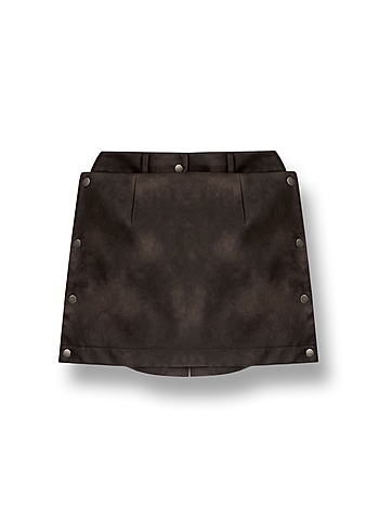 Шорты-баска из экокожи с эффектом варки Коричневый