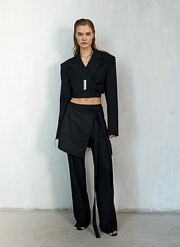 Юбка - баска с не обработанным краем Черный