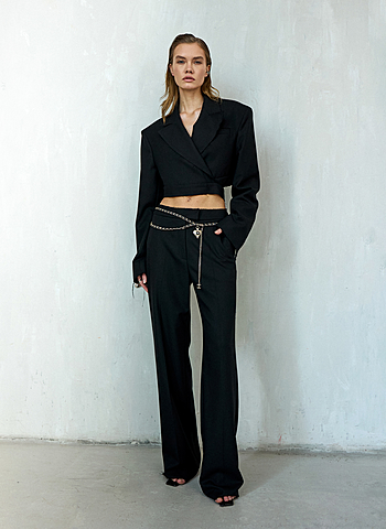 Брюки свободной посадки с не обработанным краем Черный