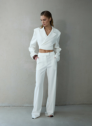 Брюки свободной посадки с не обработанным краем Молочный