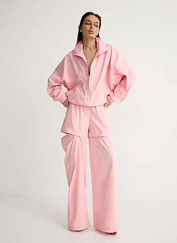 Бомбер и брюки-шорты из плащевой ткани Розовый
