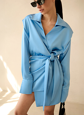 Платье из атласа "Muse" Голубой