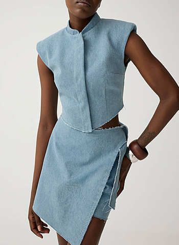 Юбка-шорты из джинсы Темно-голубой