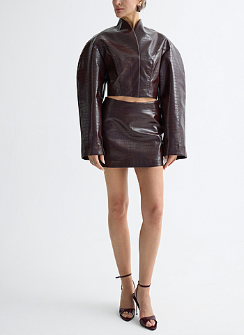 Юбка из эко-кожи - лак ПОД СЛУЧАЙ Бордовый