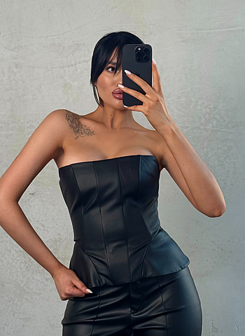 Корсет из эко-кожи ФОРМА 01 индивидуальный пошив Черный