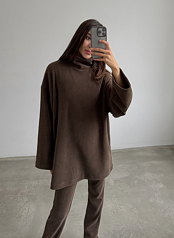 Лонгслив вельвет 029 индивидуальный пошив Коричневый