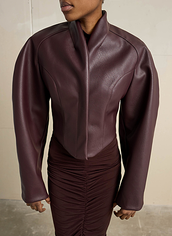 Бомбер из эко кожи ПРОВОКАТОР Бордовый